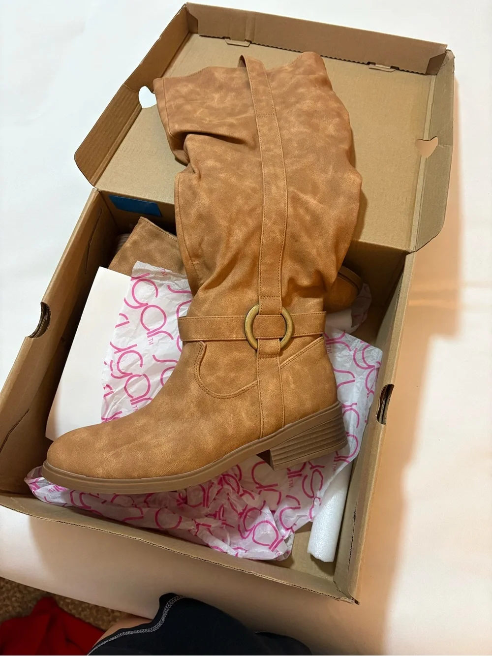 Sugar Tall Buckle Over-the-Knee Boots in Tan